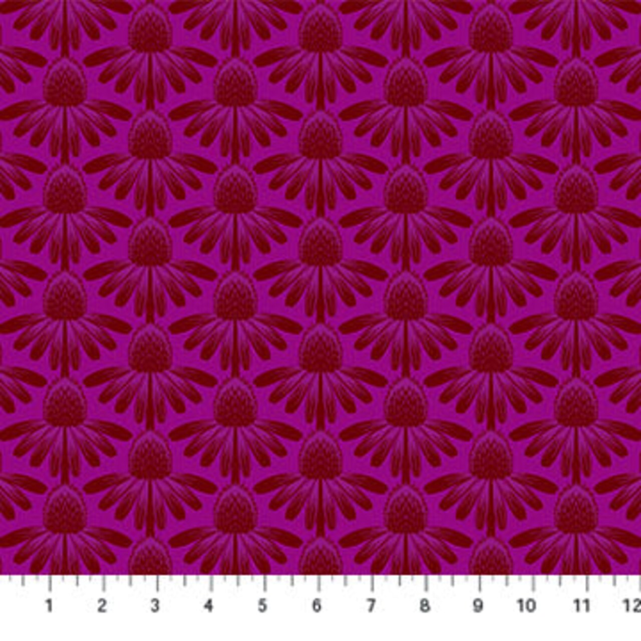 Fabric Northcott Anna Maria Magenta Coneflower Indelible by the Quarter Yard AMT1001-26L